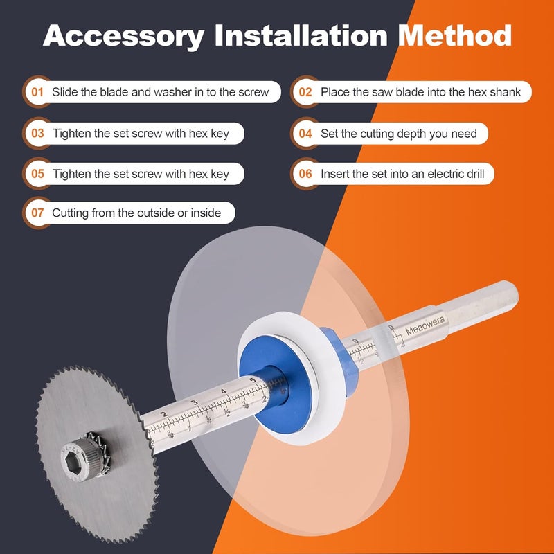 Meaowera PVC Pipe Internal Cutter Set – 360° Rotating Cutting Tool with Adjustable Depth Gauge, 5 Blades & 2 Mandrels, Portable PVC/ABS Pipe Cutter for Internal Cutting - Image 5